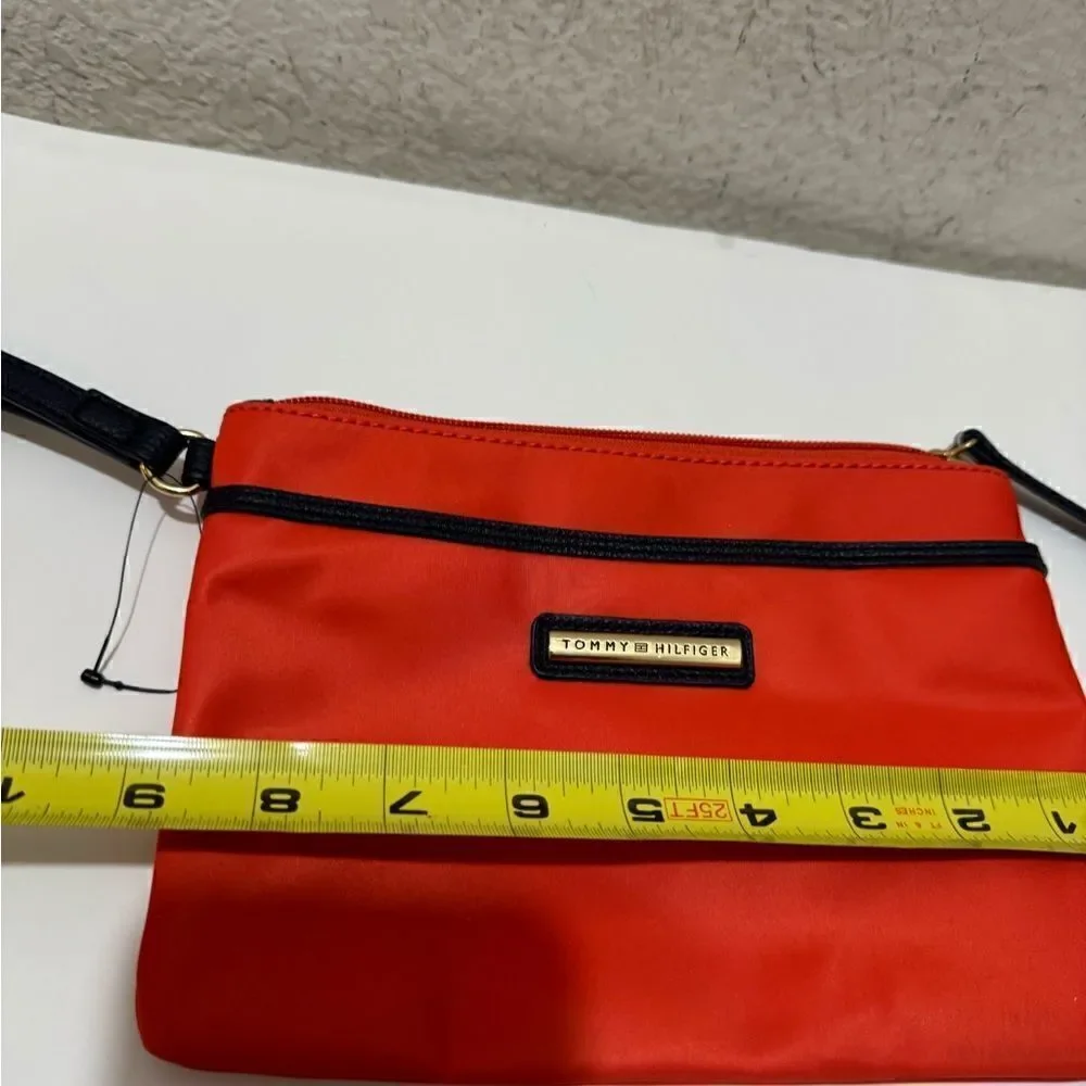 NWT Tommy Hilfiger: Red and Navy Blue Fabric Wristlet